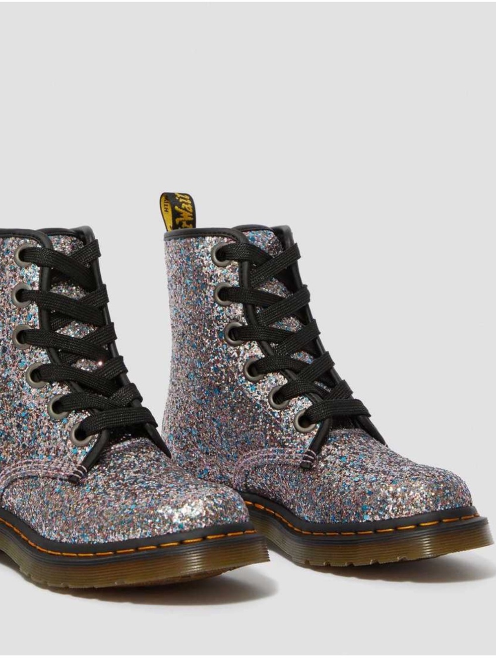 Dr. Martens 1460 Farrah Multi-Blue Glitter Lace-Up Ankle Boots - Picture 3 of 16